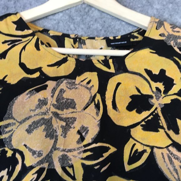 Who What Wear Top XXL Sleeveless Tank Black Yellow Floral Career Back Button - Picture 4 of 12